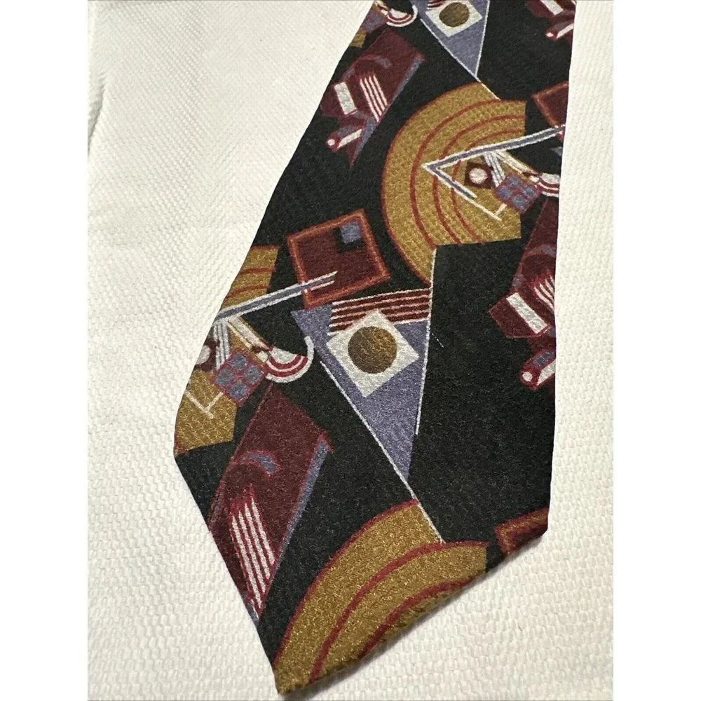 Jhane Barnes Men tie multicolor 100% silk made in Japan Abstract Retro 90s Style